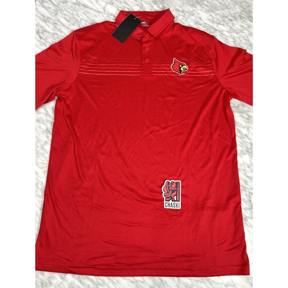 captivating University of Louisville Cardinals Polo Golf Shirt Mens Large Red - Picture 1 of 9